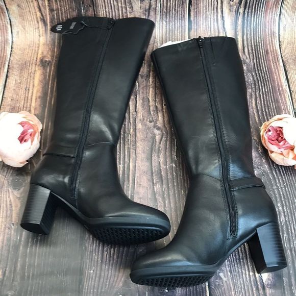 Giani Bernini Adonny Wide Calf Black Leather Boots - Picture 2 of 8